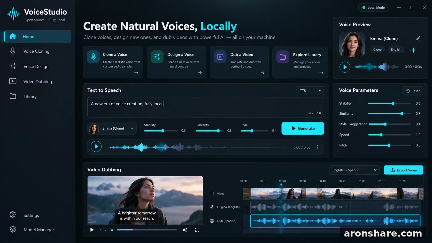 VoiceStudio open-source, fully-local ElevenLabs alternative — voice 核心功能与操作界面展示