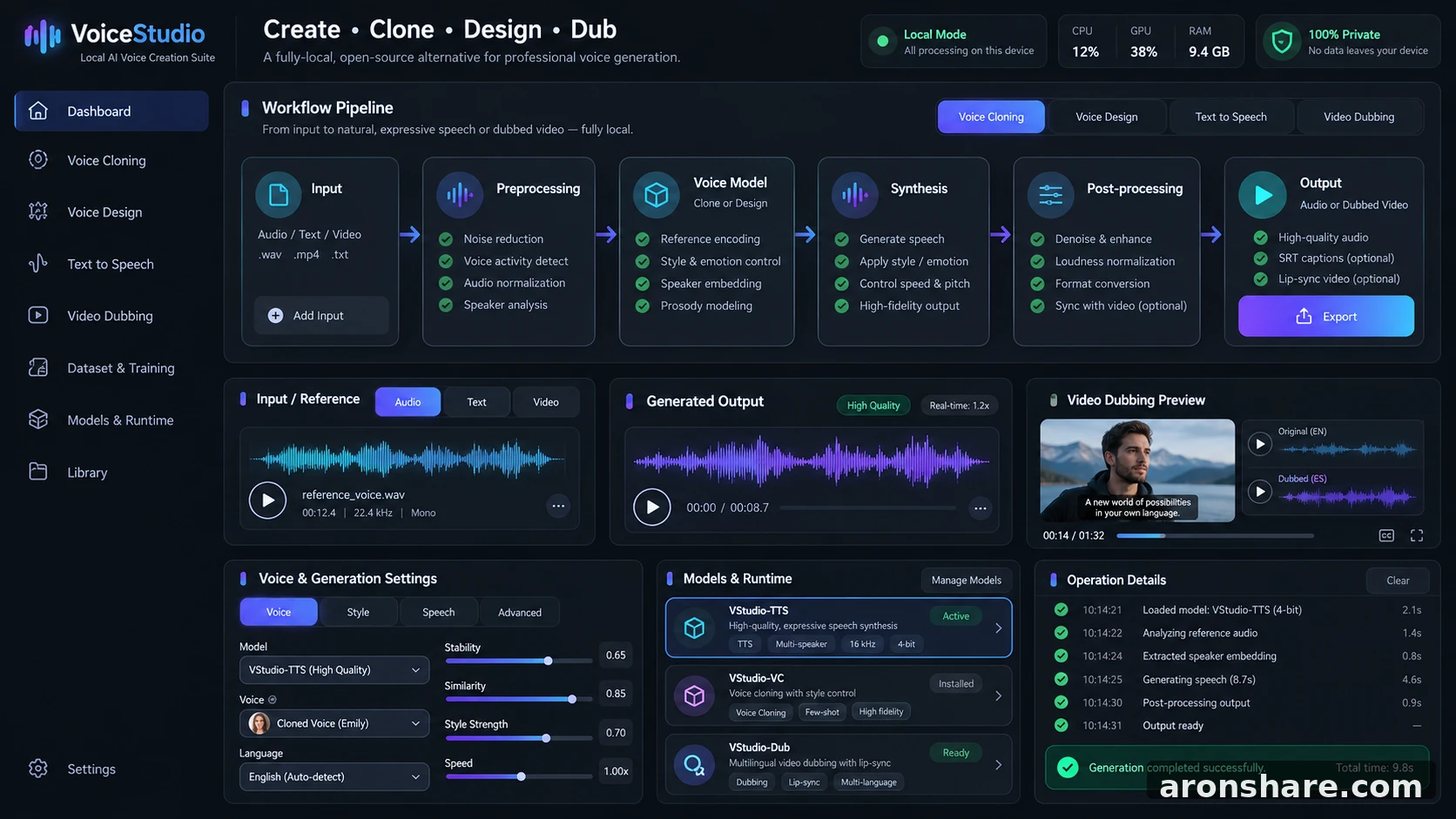 VoiceStudio open-source, fully-local ElevenLabs alternative — voice 运行逻辑与配置工作流演示